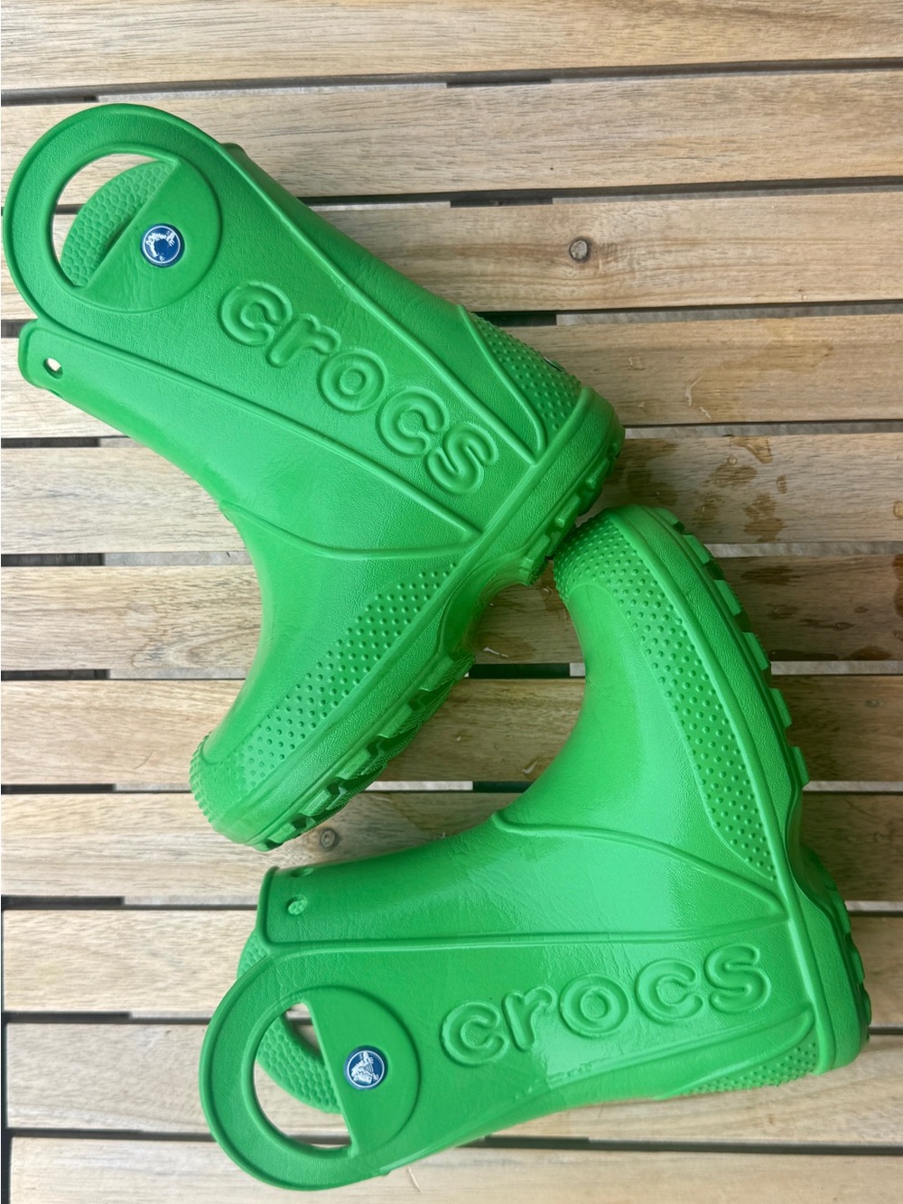 CROCS Kids Green Rain & Snow Boots with Easy Heel Loop